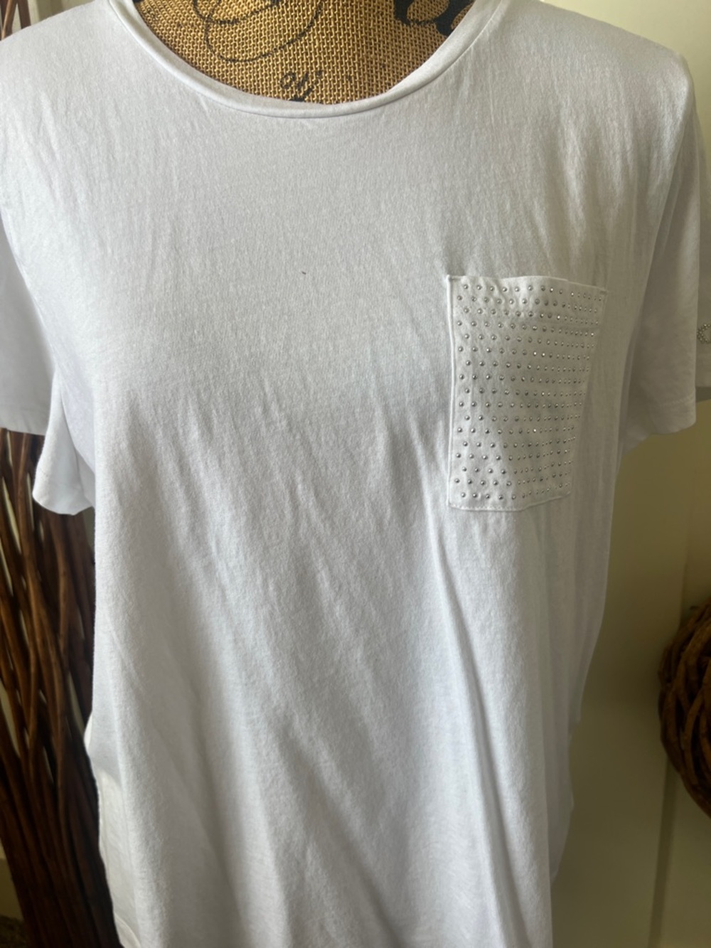 DKNY White Short Sleeve Pocket Tee